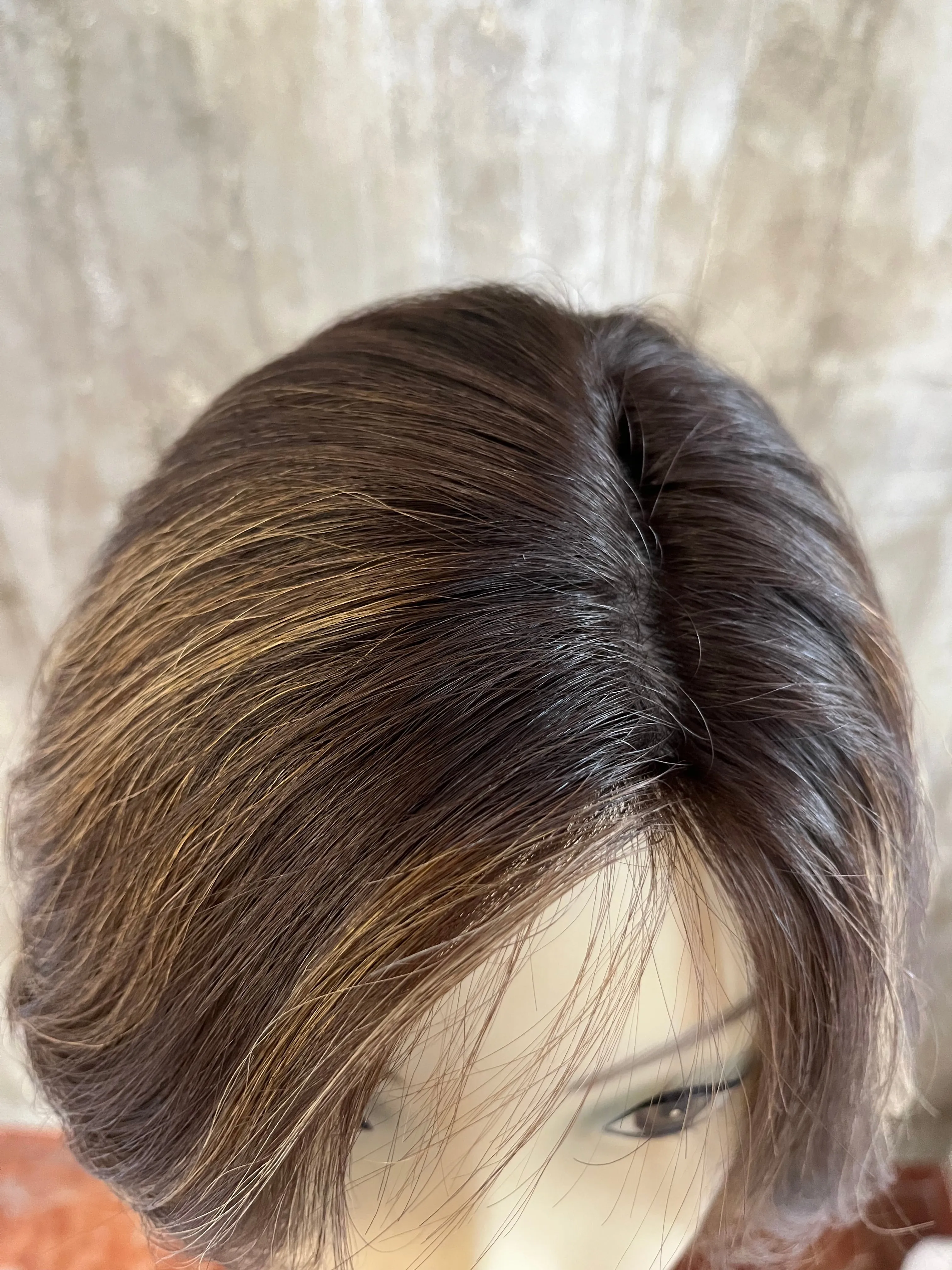 100% EUROPEAN VIRGIN HUMAN HAIR 13.5" LIGHT BROWN WITH HIGHLIGHTS