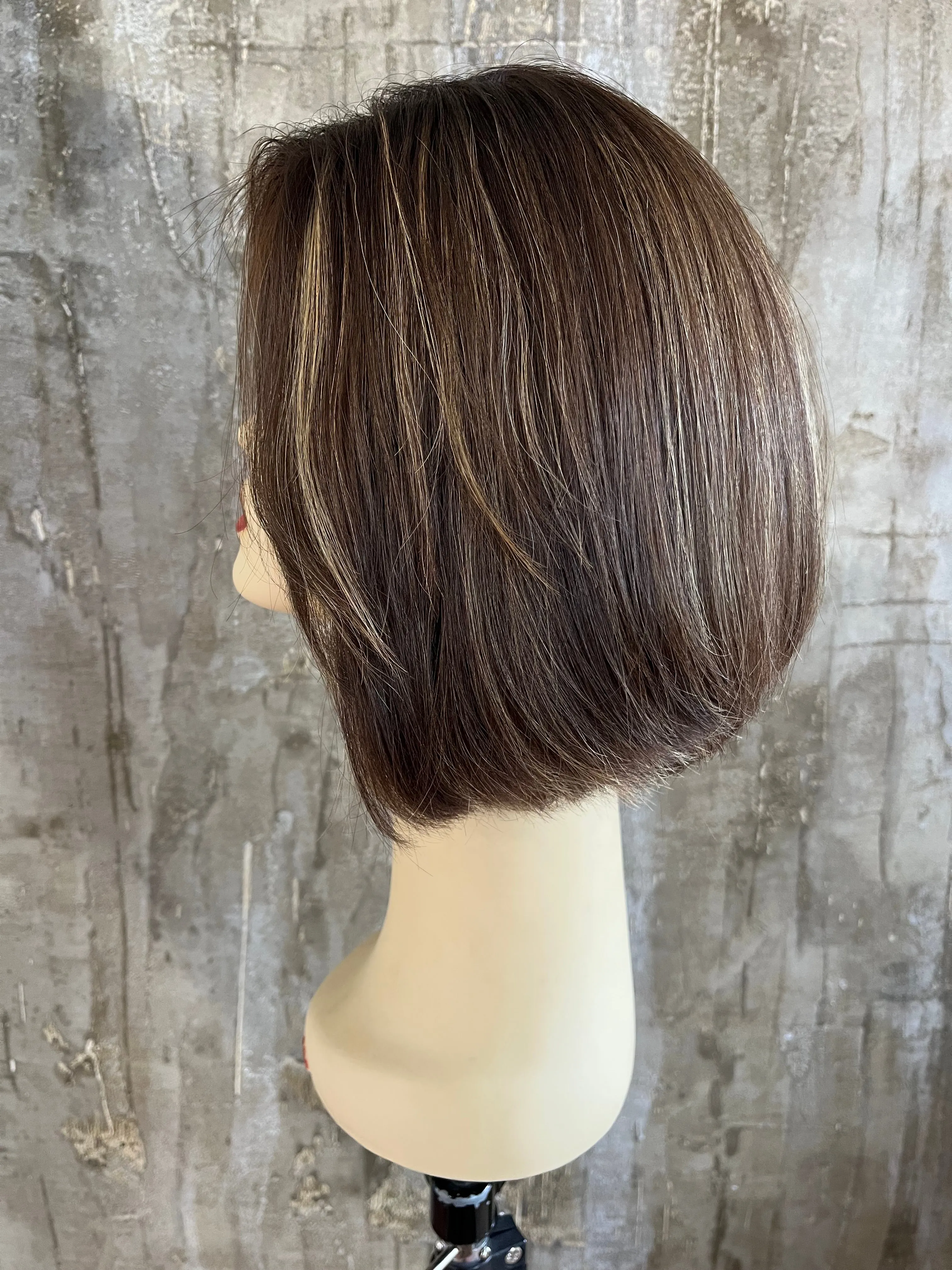 100% EUROPEAN VIRGIN HUMAN HAIR 13.5" LIGHT BROWN WITH HIGHLIGHTS