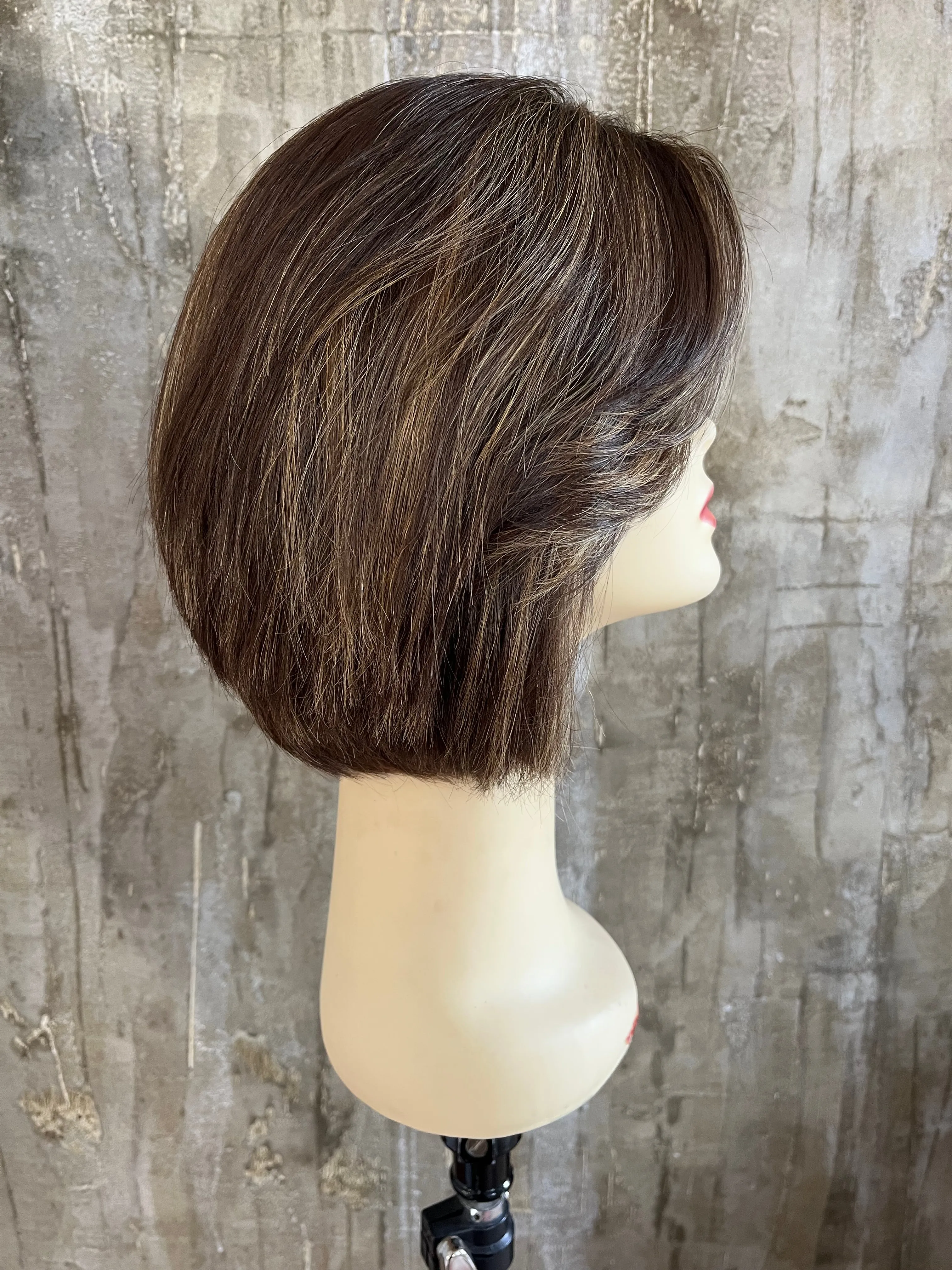 100% EUROPEAN VIRGIN HUMAN HAIR 13.5" LIGHT BROWN WITH HIGHLIGHTS