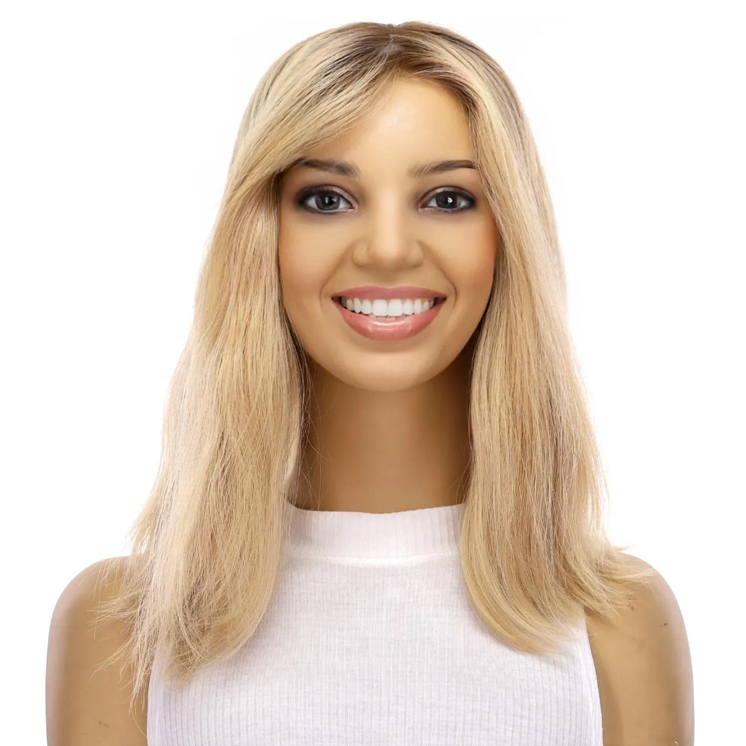 16" Princess Silk Top Wig Golden Blonde Wavy