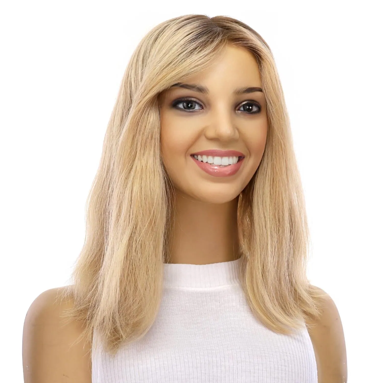 16" Princess Silk Top Wig Golden Blonde Wavy