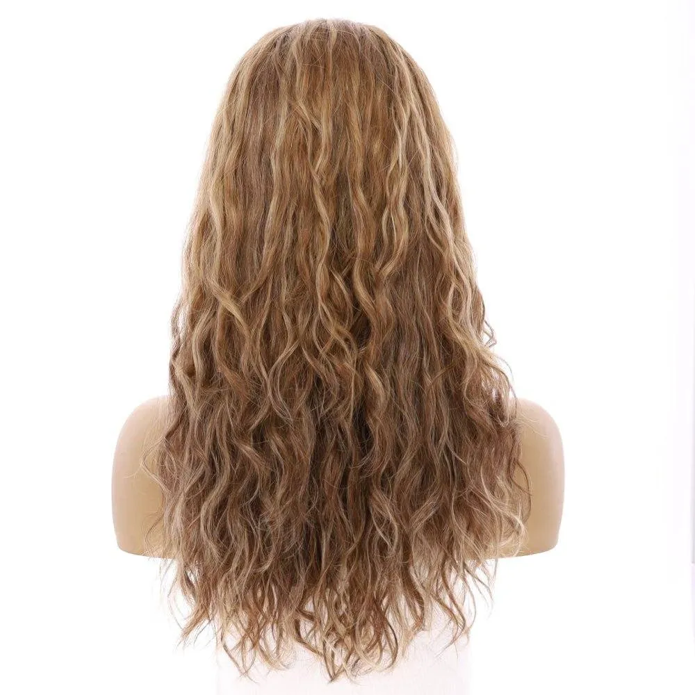 22" Ponytail Silk Part Wig Medium Blonde Wavy
