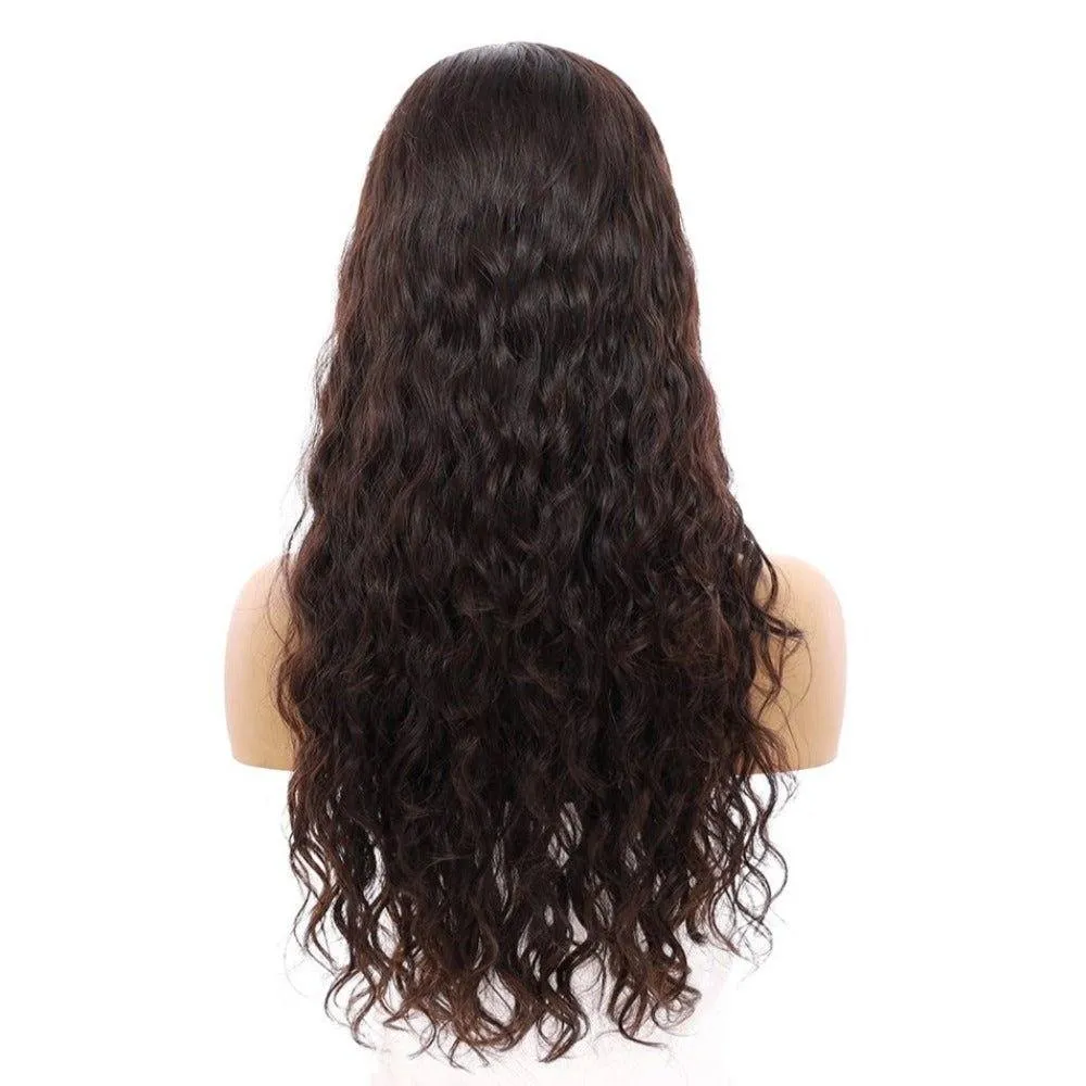 26" Ponytail Silk Top Wig Soft Black Wavy