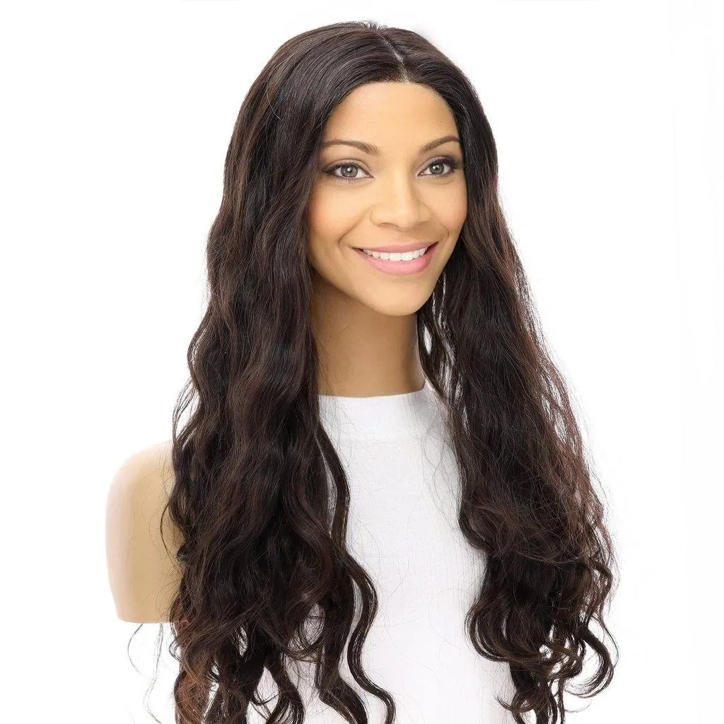 26" Ponytail Silk Top Wig Soft Black Wavy
