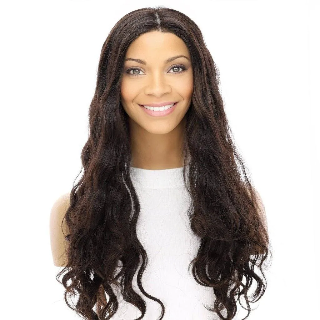 26" Ponytail Silk Top Wig Soft Black Wavy