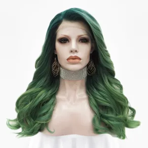 Autumn Green Ombre Wave Lace Front Synthetic Wig
