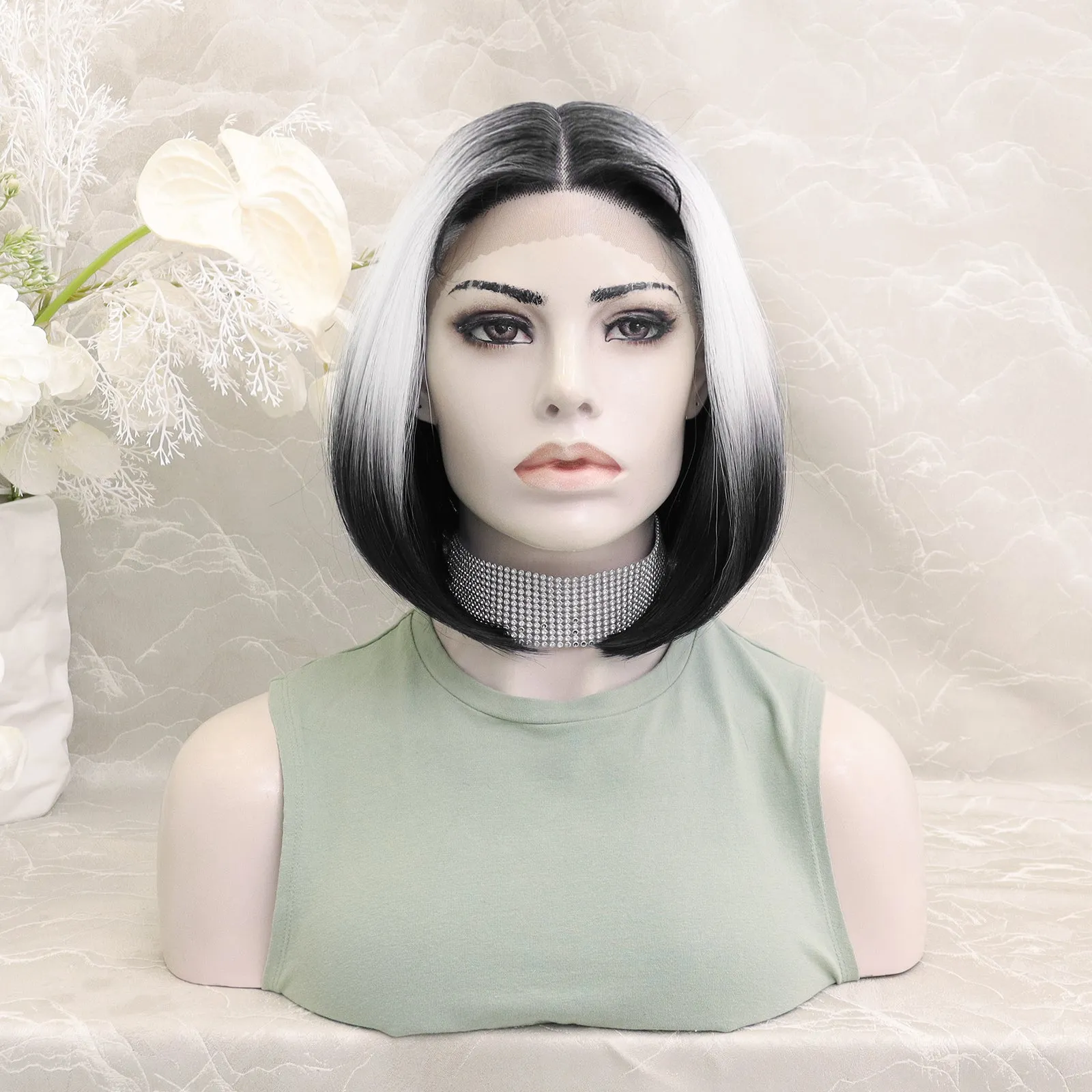 Brenda Collection-Debbie&Diva T-part pre-pluck glue less 10inches lace front wigs dip dyed with bob hair style