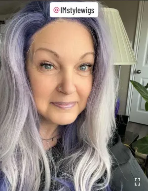 Brenda Collection-Violet-Purple Ombre Long Wave Synthetic Lace Front Imstyle Wig