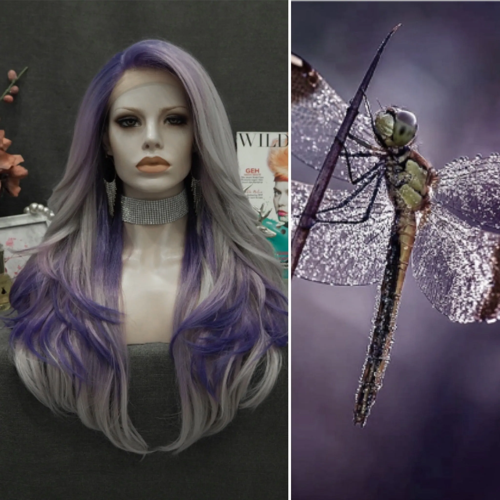 Brenda Collection-Violet-Purple Ombre Long Wave Synthetic Lace Front Imstyle Wig