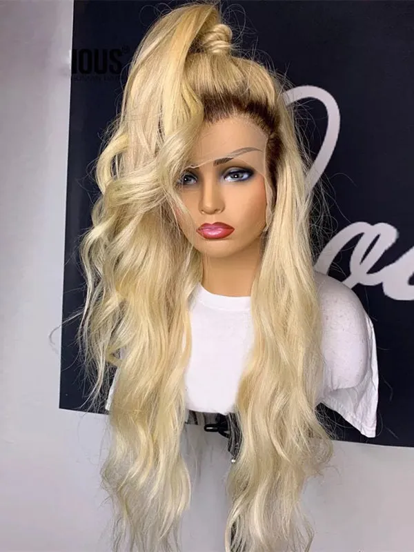 Chinalacewig Bleached Knots Body Wave 13x4 613 Ombre Color Transparent Lace Front Wig NCF129