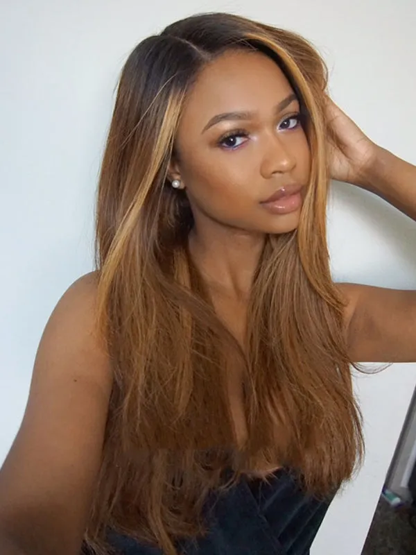 Chinalacewig Blonde Highlight Human Hair HD Lace 13*6 Lace Front Wig NCF75