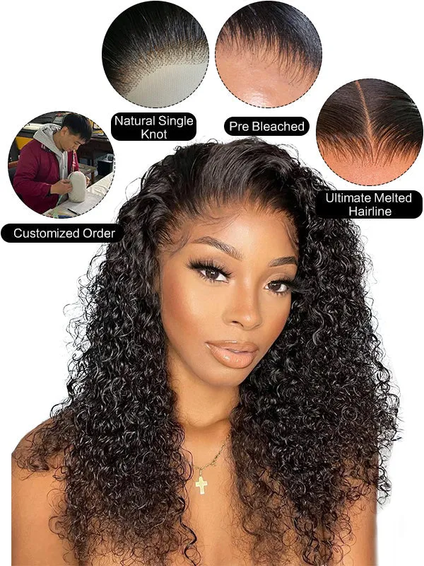 Chinalacewig Curly Brown Highlight Ombre Undetectable HD Lace Human Hair 360 Lace Wigs CF71