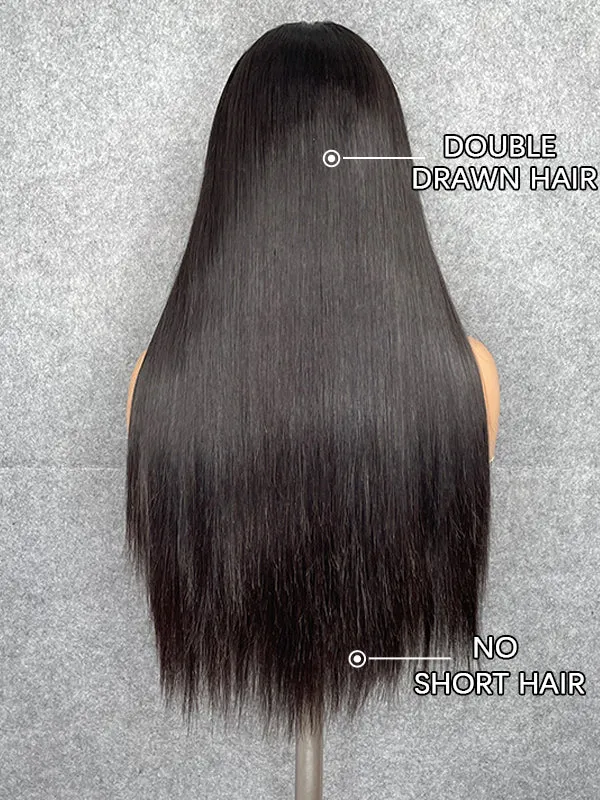 Chinalacewig Custom Wig Silky Straight 360 HD Lace Wigs Human Hair Natural Black C014