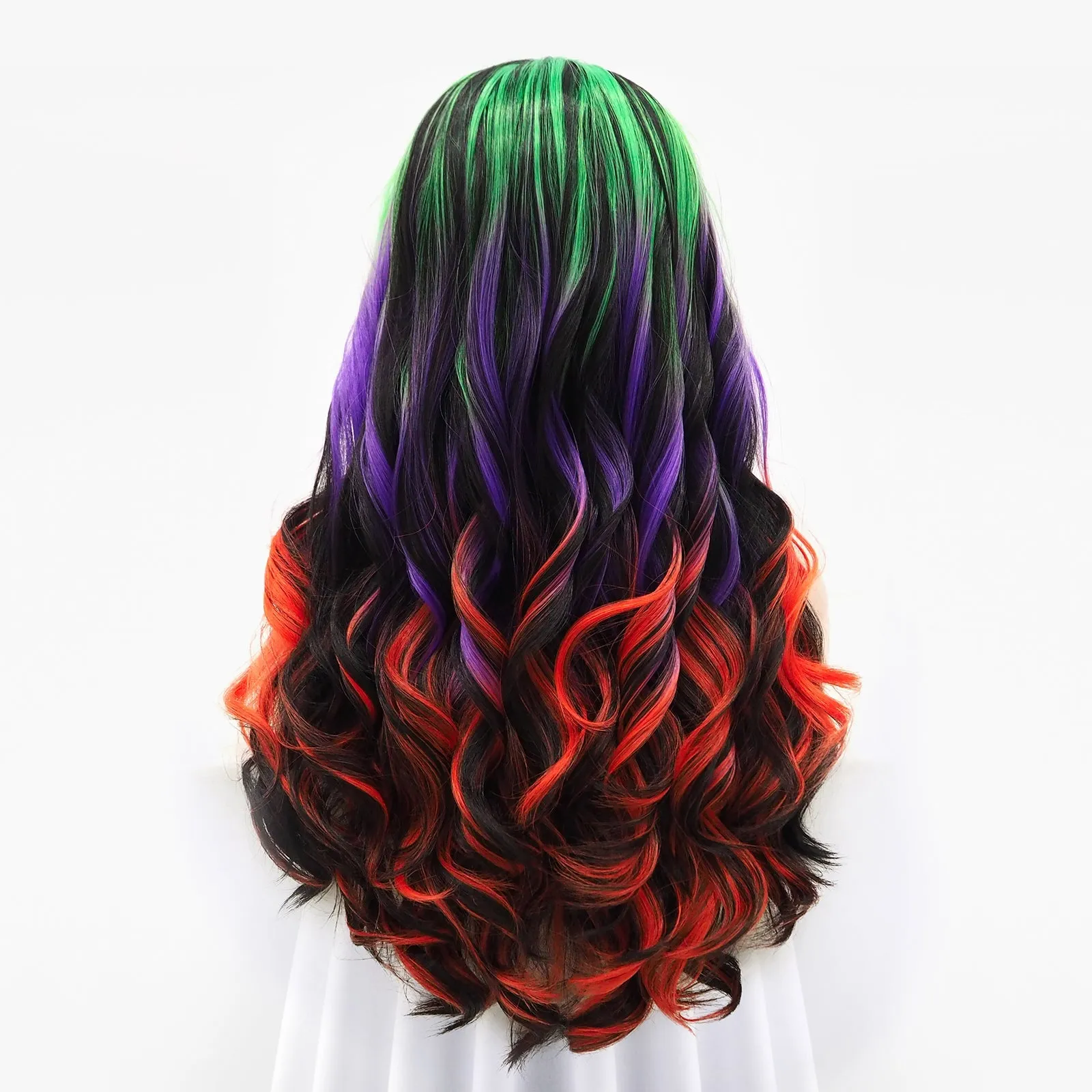 Colorful rainbow wig long Body Wave wig Halloween Wig For Costume Party