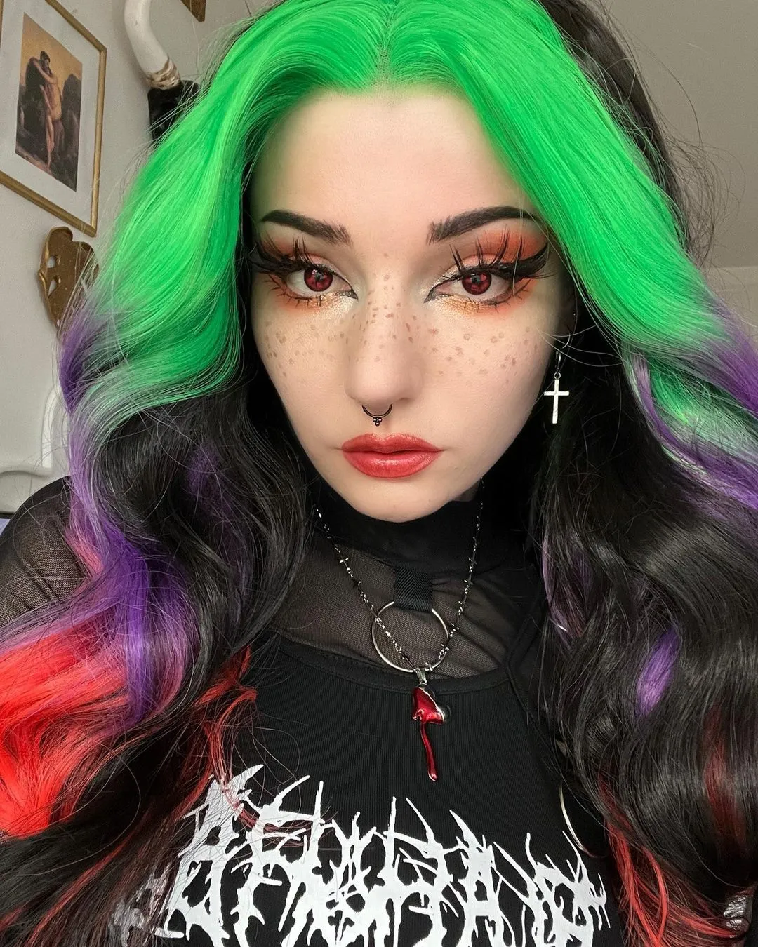 Colorful rainbow wig long Body Wave wig Halloween Wig For Costume Party