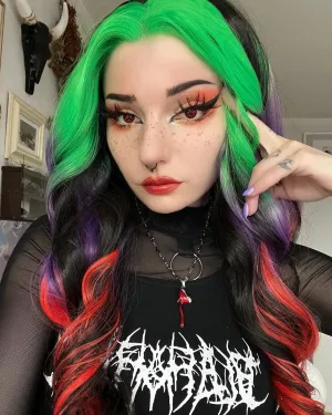 Colorful rainbow wig long Body Wave wig Halloween Wig For Costume Party