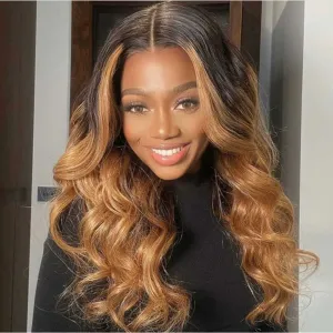 Double Drawn Hairstylist Works 6x5 Glueless Lace Closure Human Hair Wigs Body Wave Highlight Ombre Colored Wigs Chest Length