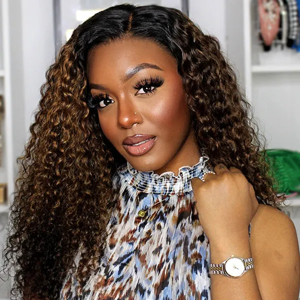 Gorgeous Mix Chestnut Brown Deep Wave 13x4 Frontal HD Lace Side Part Long Wig 100% Human Hair