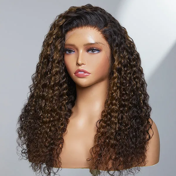 Gorgeous Mix Chestnut Brown Deep Wave 13x4 Frontal HD Lace Side Part Long Wig 100% Human Hair