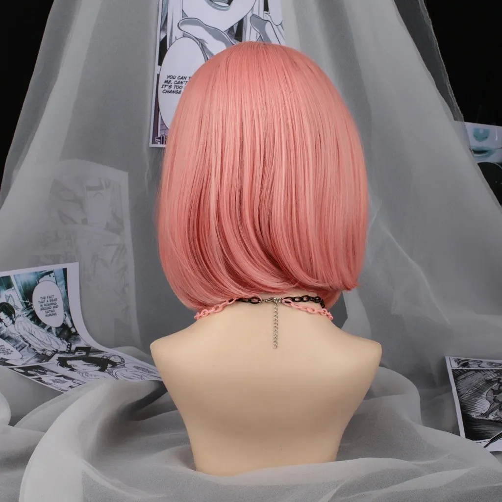 Grapefruit -Pink With Hot Pink Hidden Short Bob Synthetic Imstyle Wig With Bangs