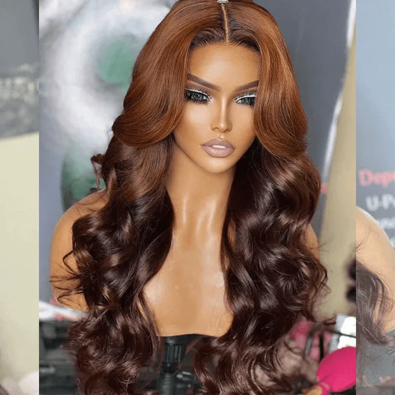 Hairstylist Works Honey Brown Ombre Colored Wigs 6x5 Glueless Lace Closure Human Hair Wigs
