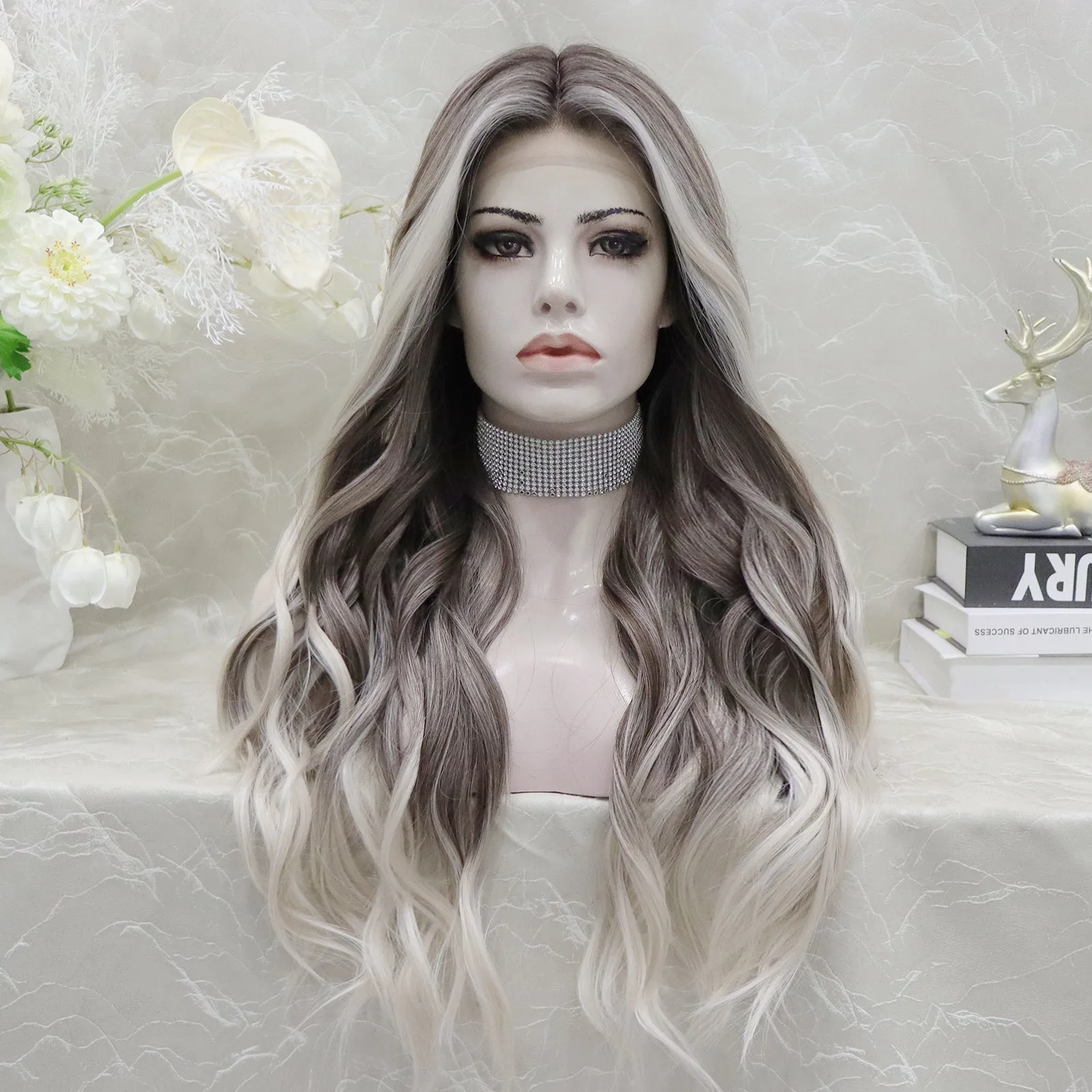 IMstyle HOLIDAY 26inches Ombre Grey blonde long Daily Lace Front wig Glueless