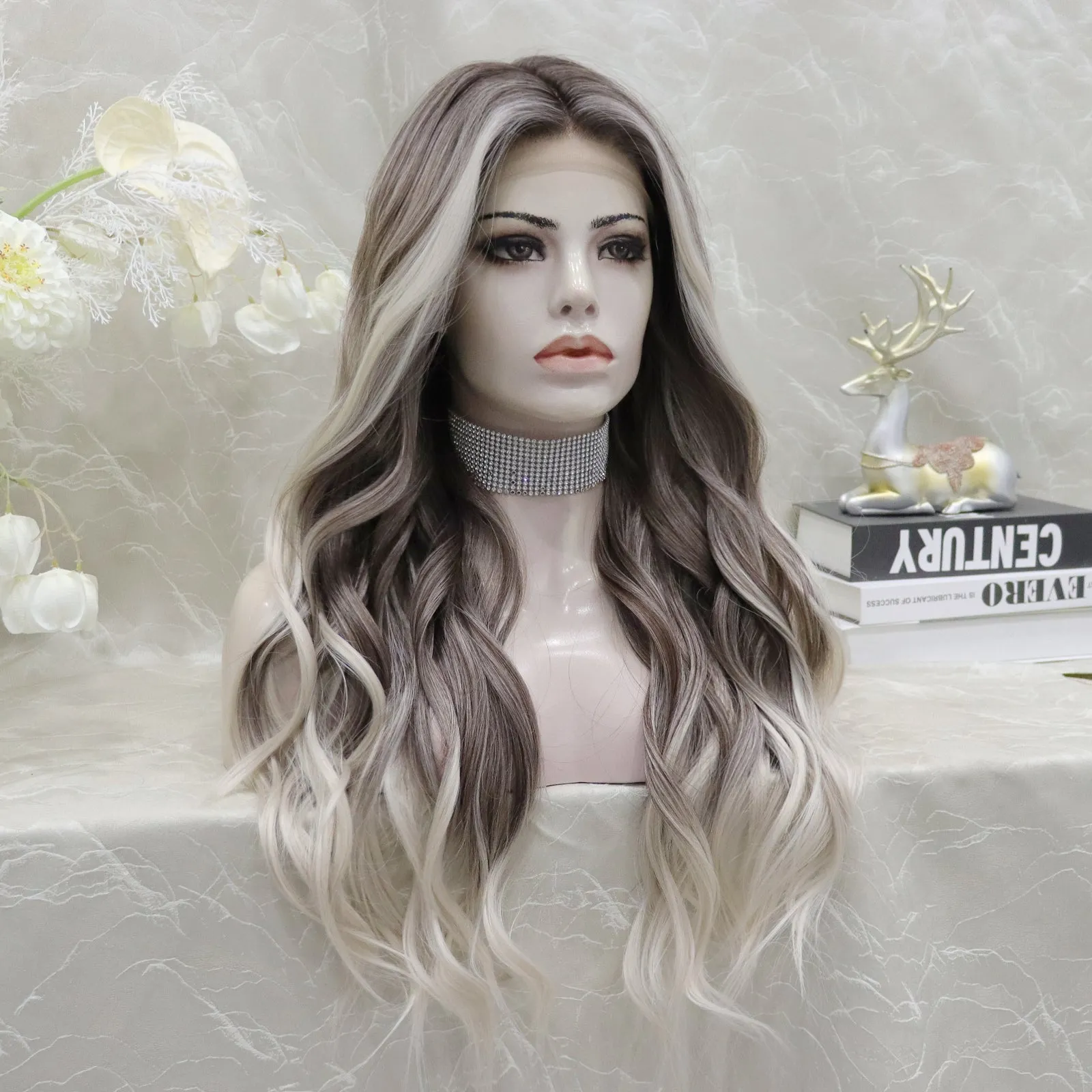 IMstyle HOLIDAY 26inches Ombre Grey blonde long Daily Lace Front wig Glueless