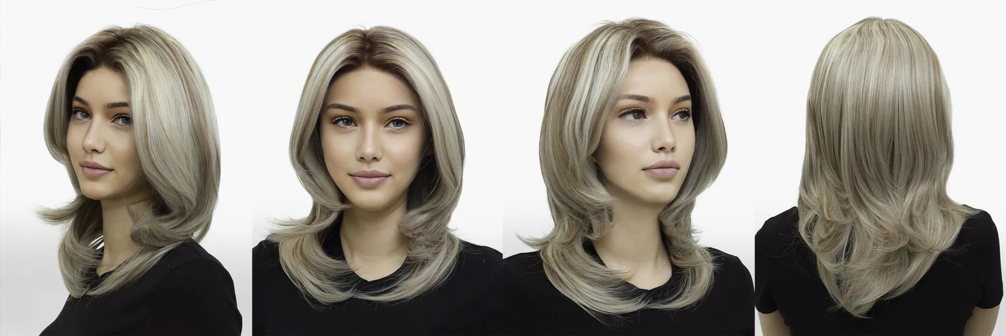 IMstyle Sabrina cool tone blonde with highlight 14inches with layer cut 13*4 free part lace front wigs K141-2183-C13X4