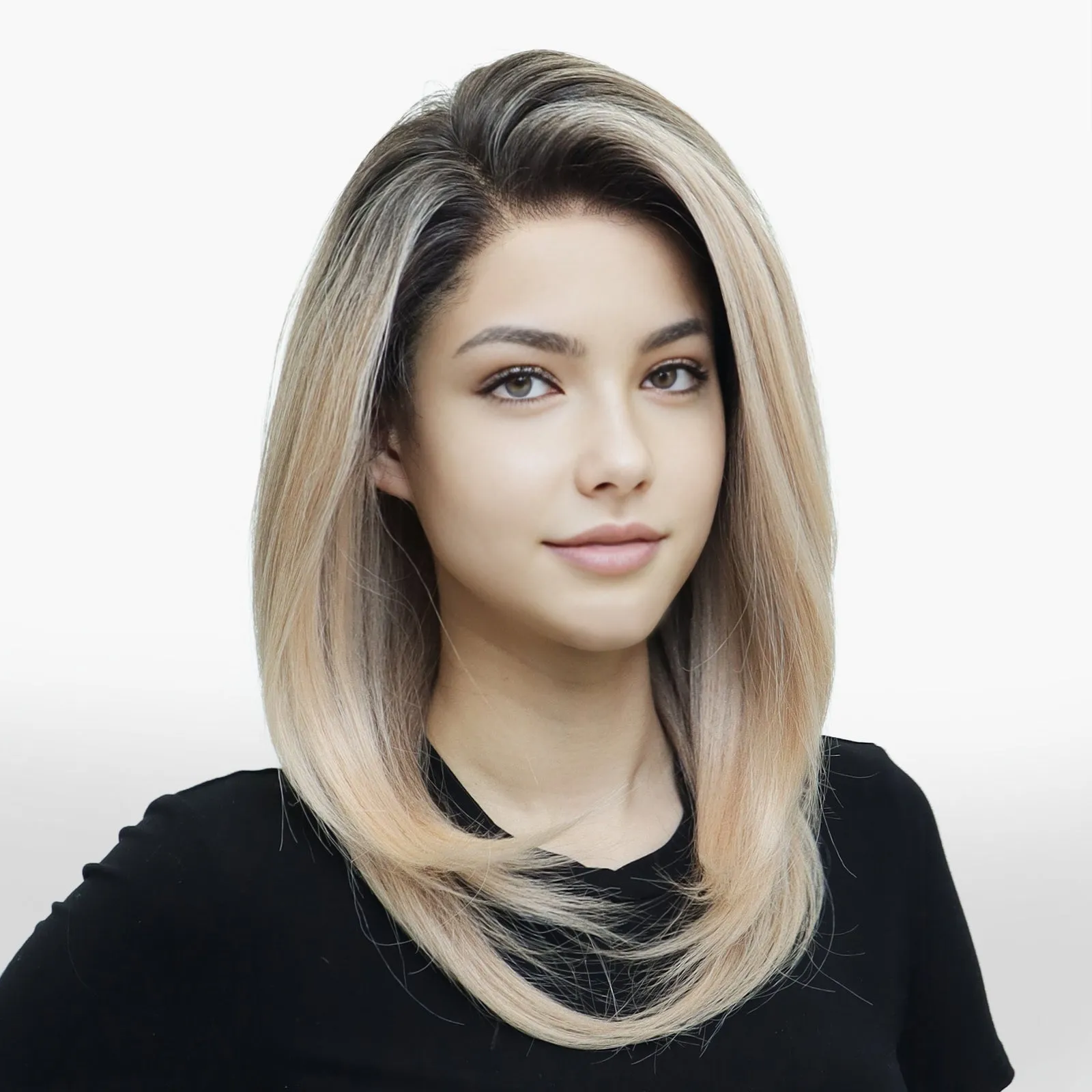 IMstyle Tess PRE-CUT-LACE apricot blonde layer cut low density 9*6 lace front Petite wigs K337-TTL4-PINK-C9X6