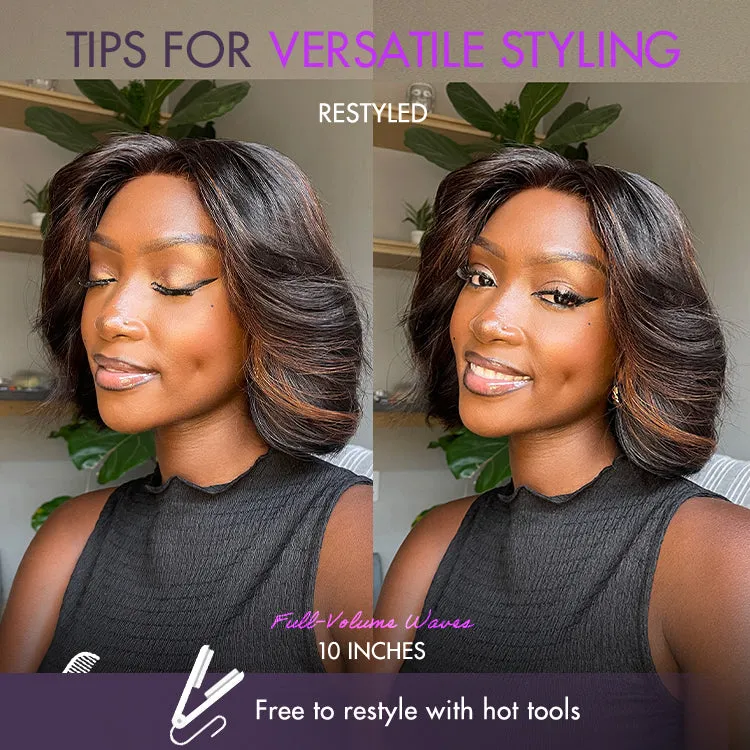 Limited Design | Blonde Highlights Glueless 5x5 Closure HD Lace Stacked Bob Wig | Large & Small Cap Size