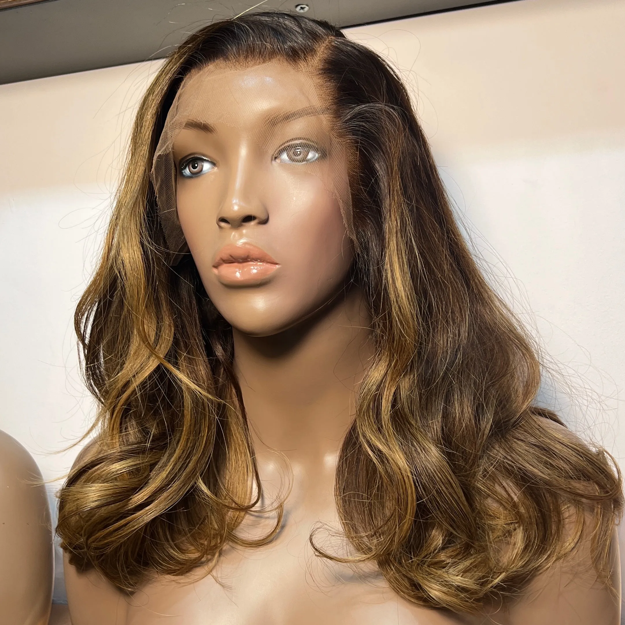 Luxury Brown Blonde Custom Colour Body Wave Frontal Lace Wig - HD Lace 291
