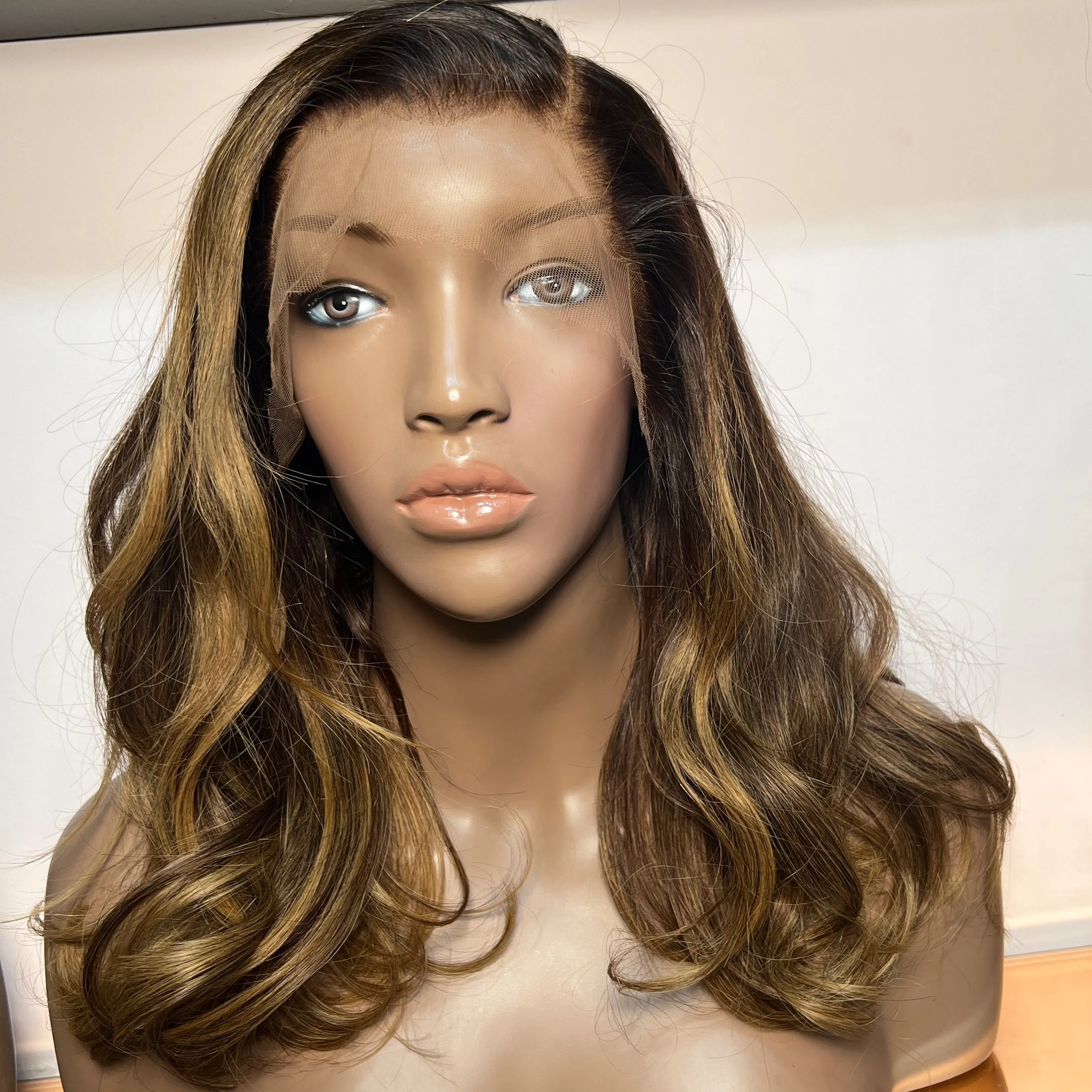 Luxury Brown Blonde Custom Colour Body Wave Frontal Lace Wig - HD Lace 291