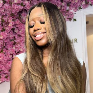 Luxury Brown Blonde Custom Colour Body Wave Frontal Lace Wig - HD Lace 291