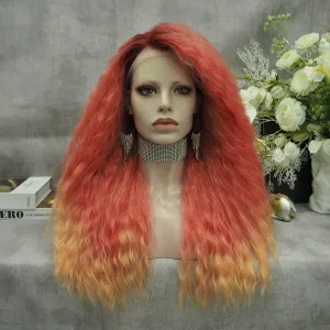 Ombre Orange Wig Curly Synthetic Lace Front Wig