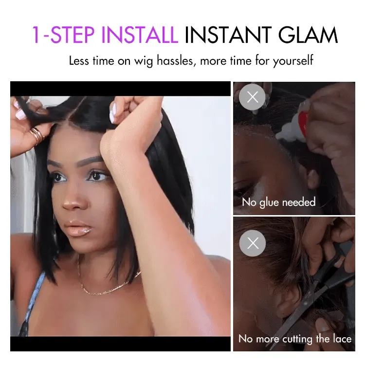 PreMax Wigs | Silky Blunt Cut Glueless 2x6 / 5x5 Closure Lace Shoulder Length Bob Wig Pre Plucked & Bleached