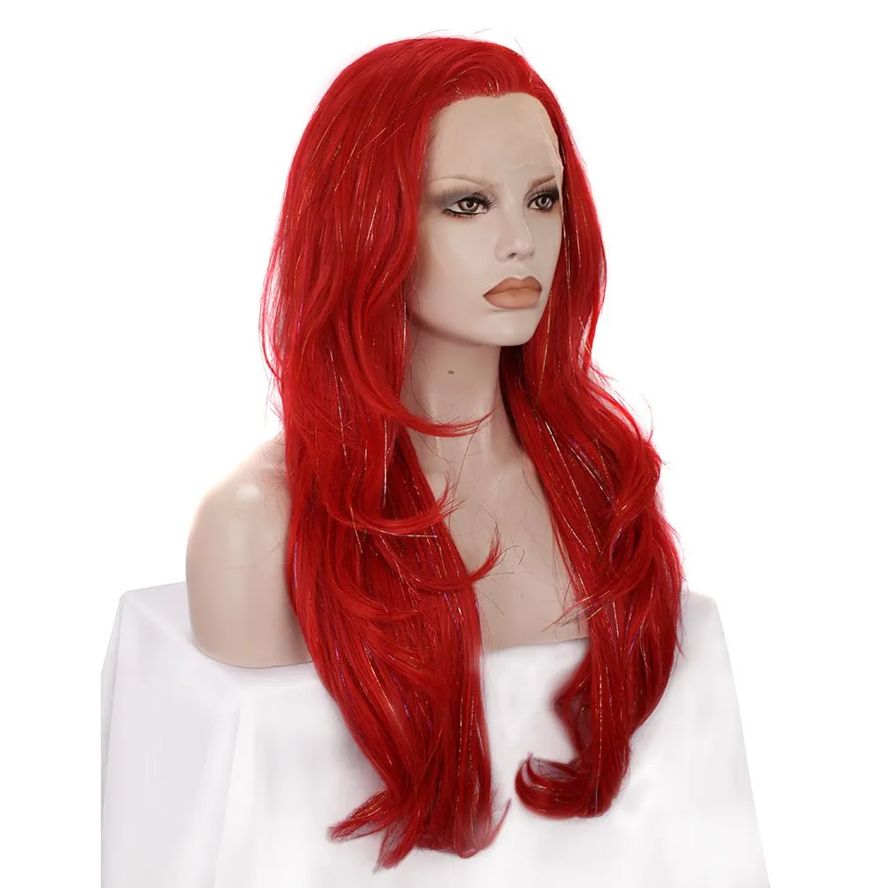 Red Synthetic Lace Front Wig With Tinsel Hair