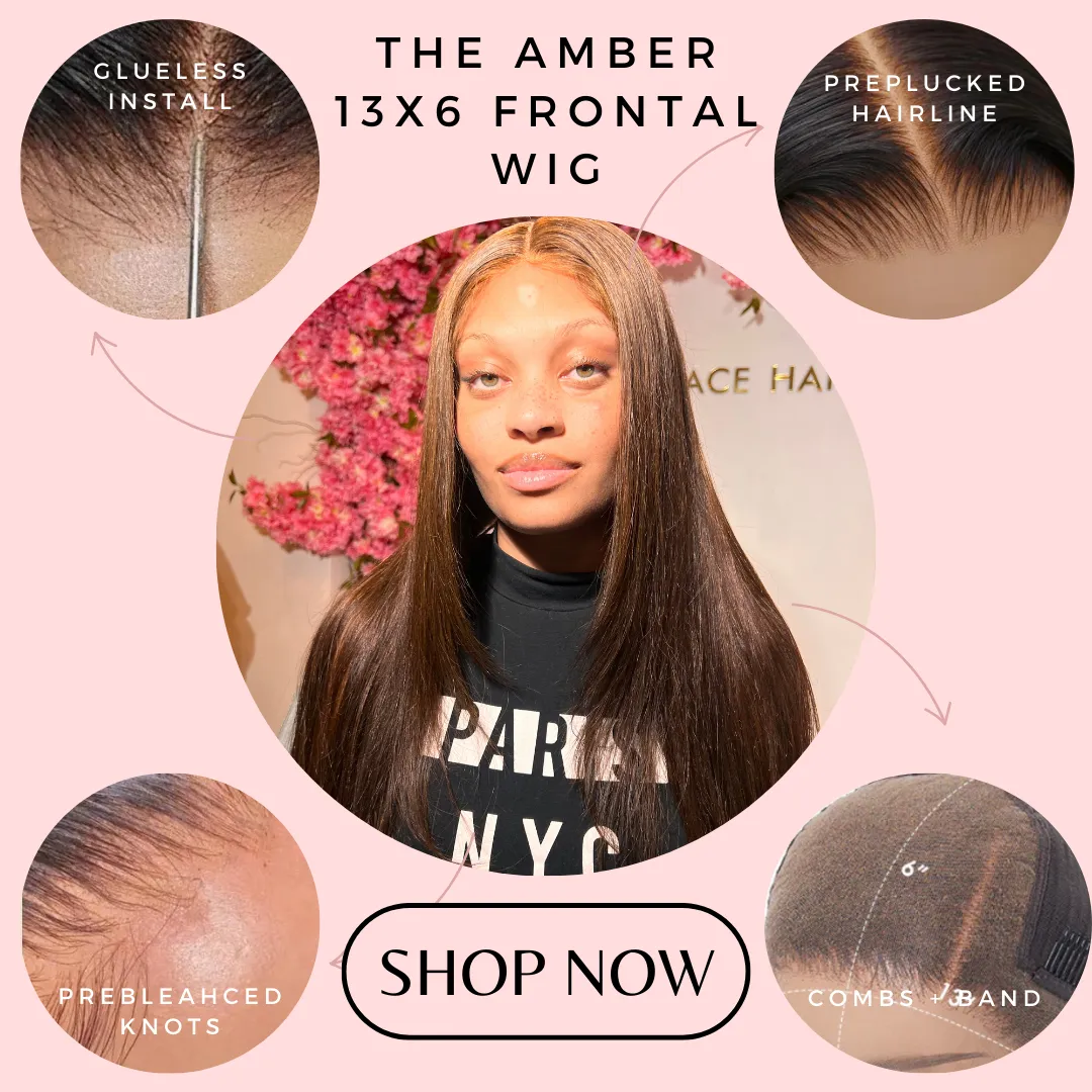 The AMBER - Straight Brown Wig Glueless Human Hair Preplucked Medium Brown HD Lace Front Wig