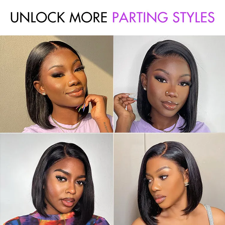 Weekly Special | PreMax Wigs | Super Natural Hairline Natural Black Silky Blunt Cut Glueless 13x4 Frontal Lace Human Hair Short Bob Wig